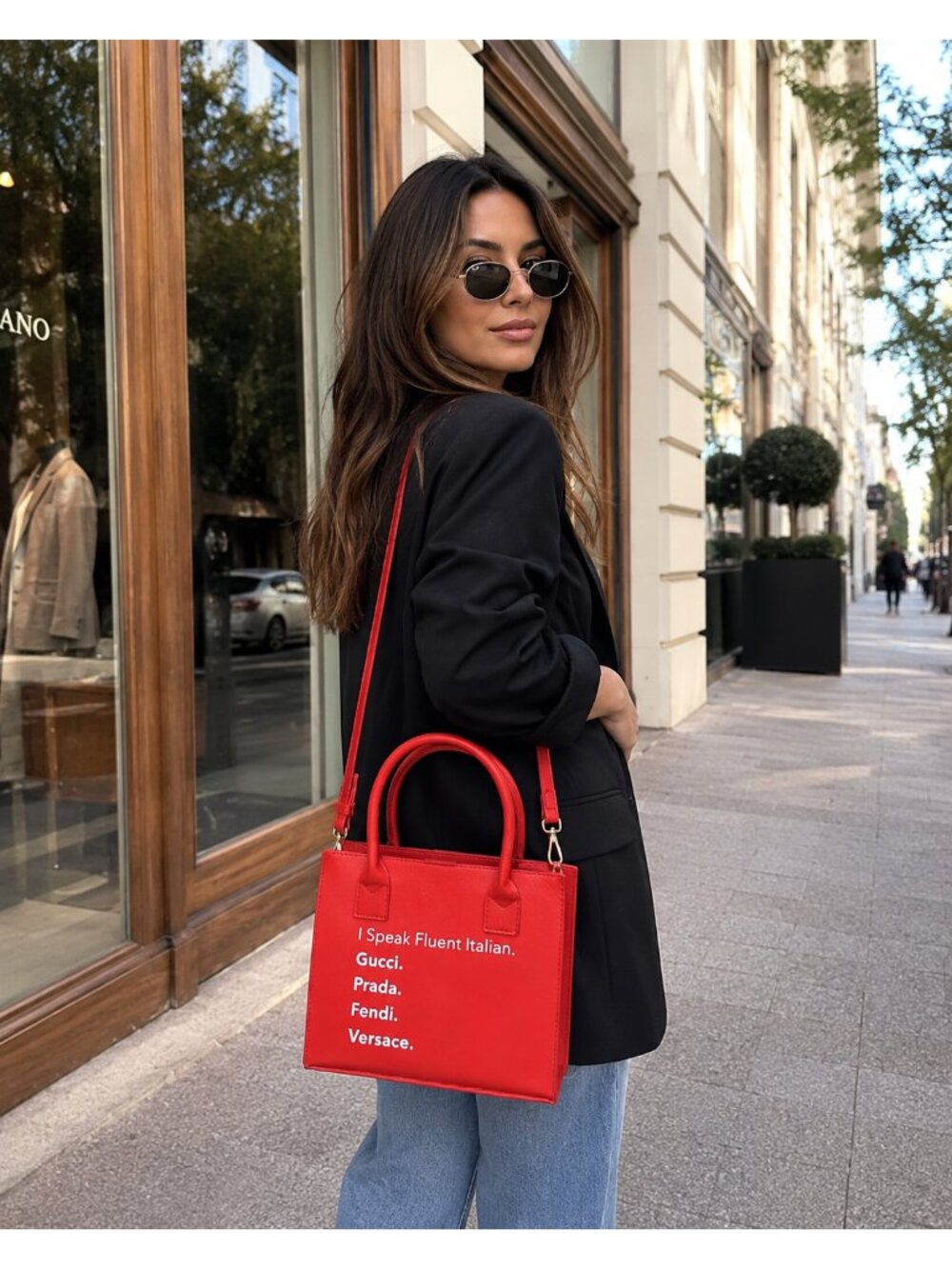 LA TC  Mini Vegan Leather Tote I Speak Fluent French Bag Purse Red NEW
